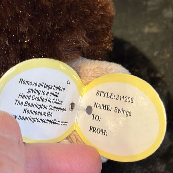 The Bearington Baby Collection Swings Monkey Brown Plush Stuffed Toy 14" - Picture 10 of 11